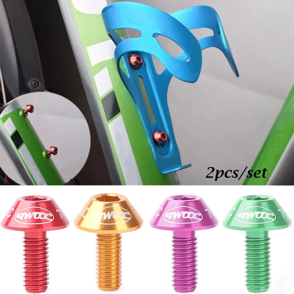 2pcs bicycle water bottle cage holder screw bolts durable colorful bike accessory aluminum alloy m5 12mm free global shipping