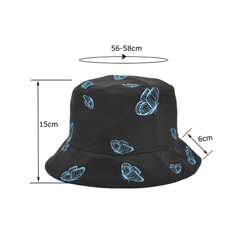 Летняя Панама для женщин с принтом бабочки кепки в стиле хип-хоп двухсторонняя