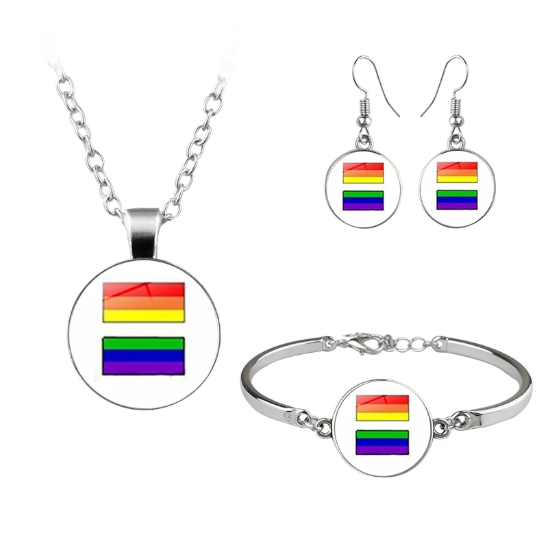 Бисексуальный Комплект бижутерии Для лесбийских гордостей стеклянный кабошон
