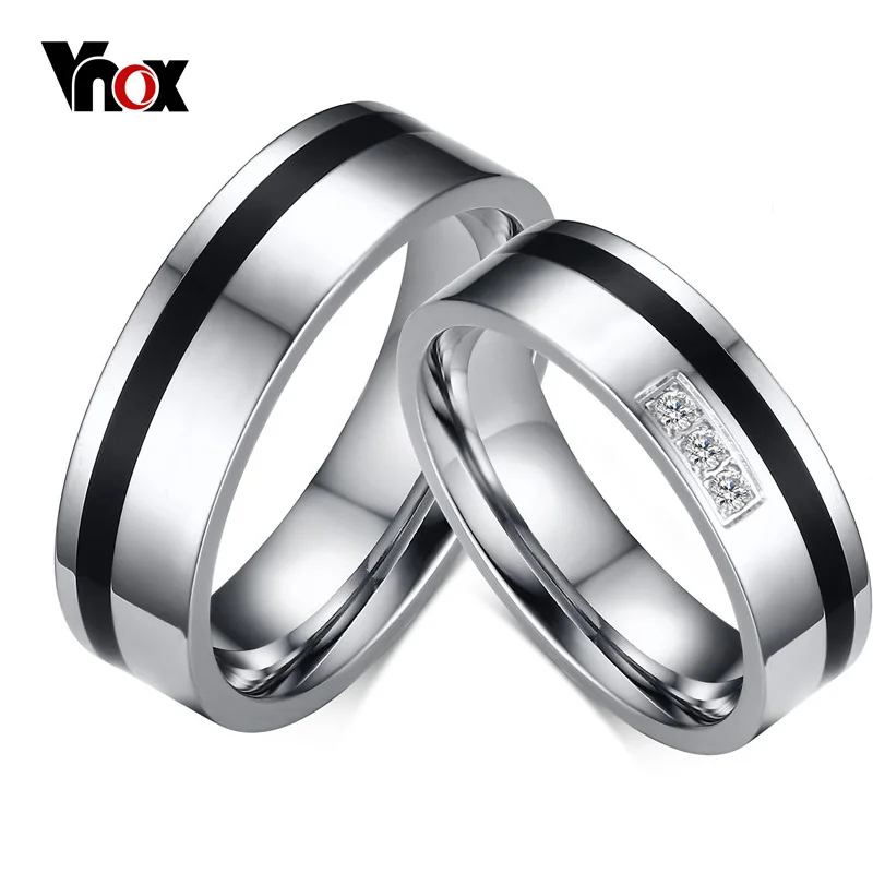 Черные обручальные кольца Vnox для женщин и мужчин модные ювелирные изделия