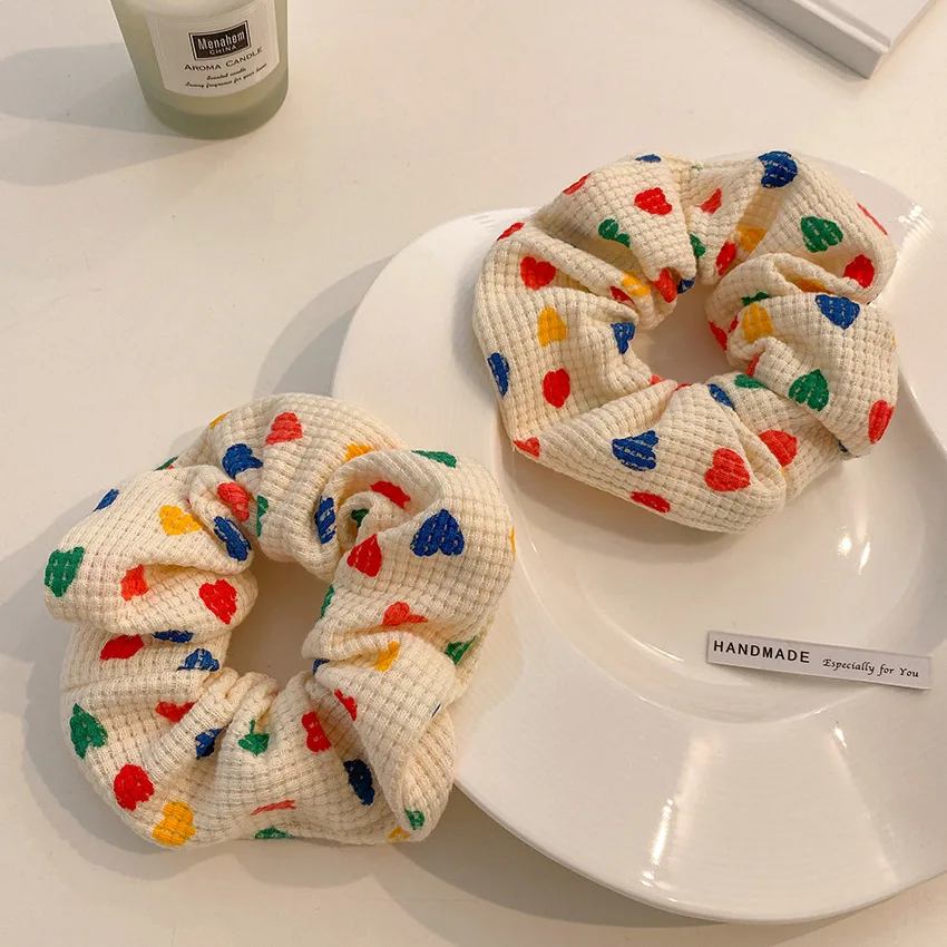 

2021 New Winter Sweet Printing Hair Clip Elastic Hair Band Hair Accessories For Women Girls Ponytail Holder Scrunchies Hairpins