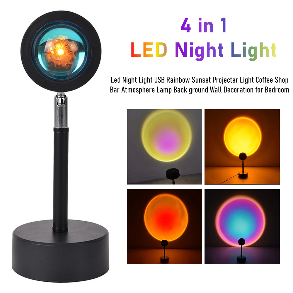 USB проектор с радужным закатом красный светодиодный ночник проекционный