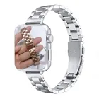 Ремешок из нержавеющей стали для Apple Watch 6 SE, тонкий металлический браслет для iWatch Series 5432 7, 40 мм 44 мм 38 мм 42 мм
