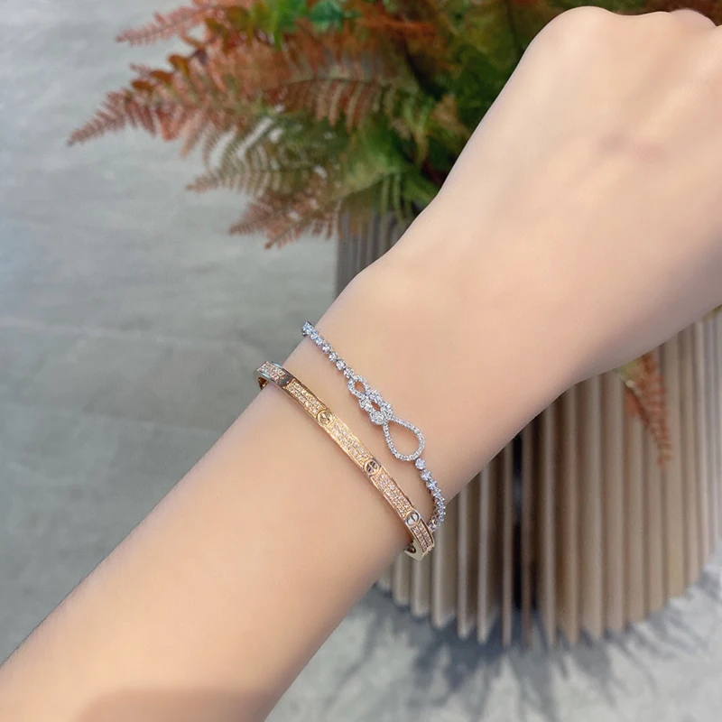 Классический женский браслет Aazuo из белого золота 18 К 0 90 карат