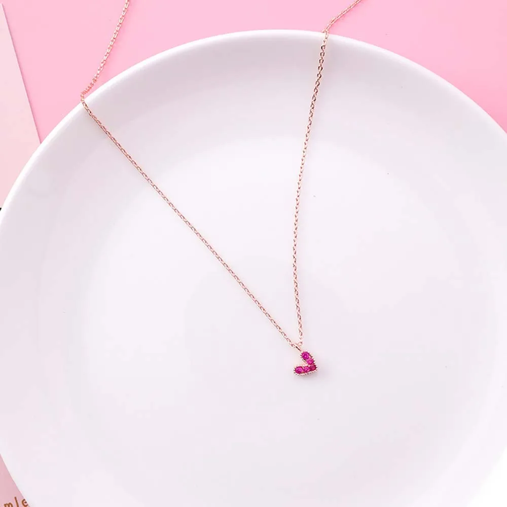 Minimalism Rose Gold Chain Small Red Cubic Zircon Love Heart Pendant Chocker Necklace for Women Valentine's Day Gift Jewelry | Украшения