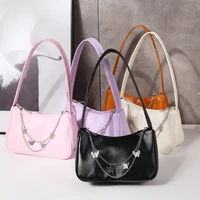 fashion women pu leather small shoulder underarm bag ladies vintage butterfly chain pure color zipper mini purse handbag