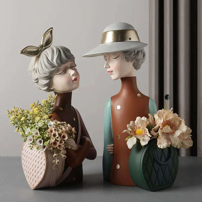 

Home Decoration Sculpture Girl Statue Resin Figurines Modern Cabinet Decoration Woman Crafts Nordic Figurine Decoration