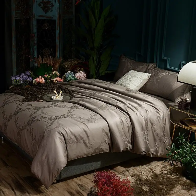 Роскошный Восточный жаккардовый Комплект постельного белья фиолетового и