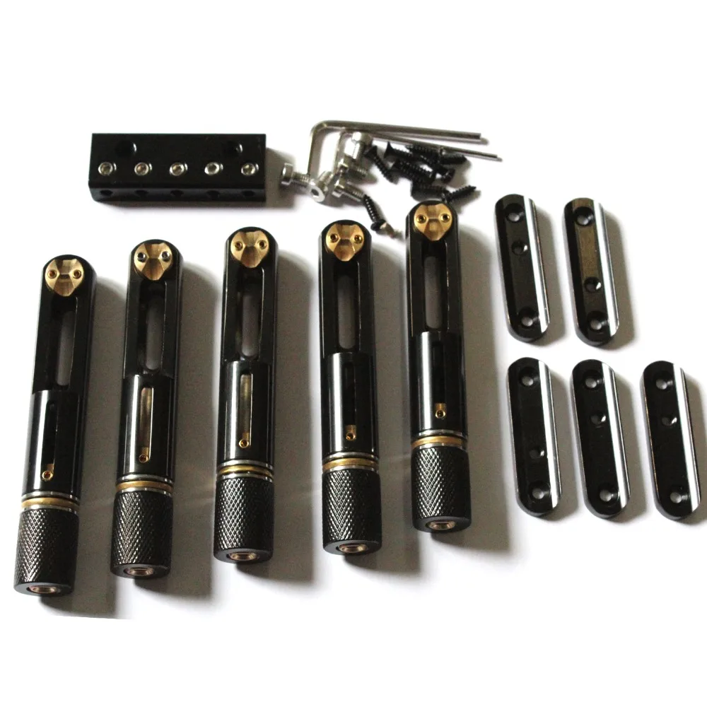 Один комплект 5 струн черный один без головы басовый мост|Детали и аксессуары для