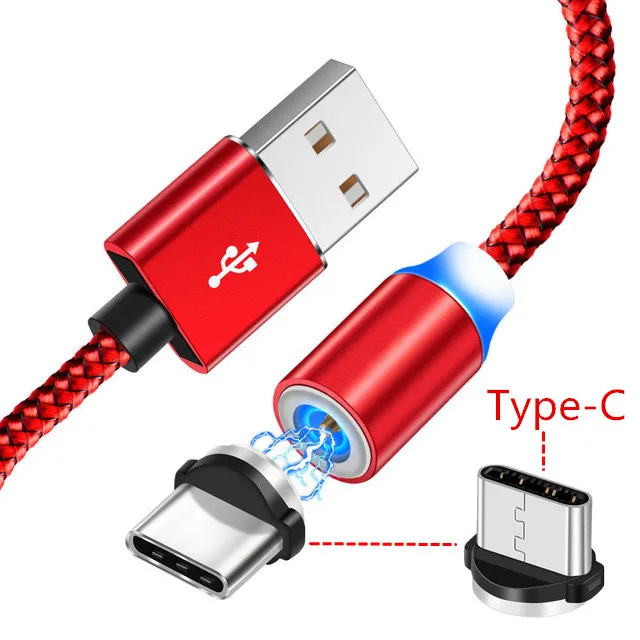 Only Red 1M Cable Магнитный кабель для samsung Note 10 S9 S8 A60 A30 Oppo Reno Z OnePlus 5 6 7 Pro type C Магнитный зарядный провод QC 3,0 USB быстрое зарядное устройство - Тип штекера: Only Red 1M Cable