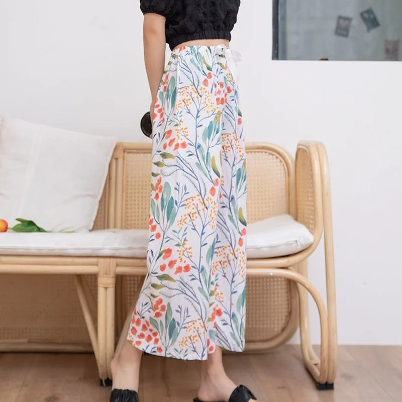 

Summer Wide Leg Pants Women Capris Anti-mosquito Cartoon Pants Streetwear Women Clothes