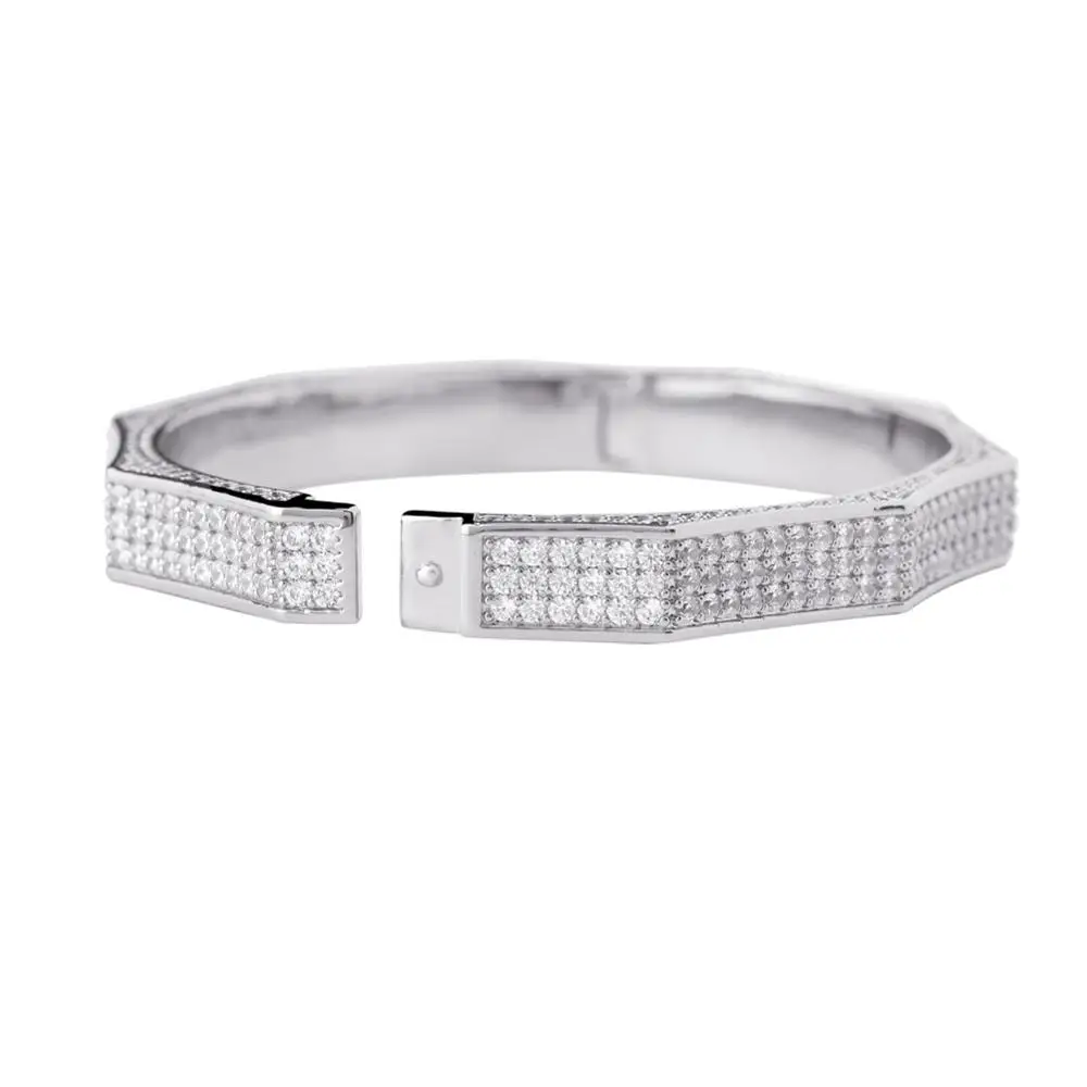 SILVER CUCY Хип Хоп мода многоугольный браслет золото/посеребренный Iced Out Micro Pave AAA CZ камень цветной браслет для мужчин и женщин - Окраска металла: SILVER