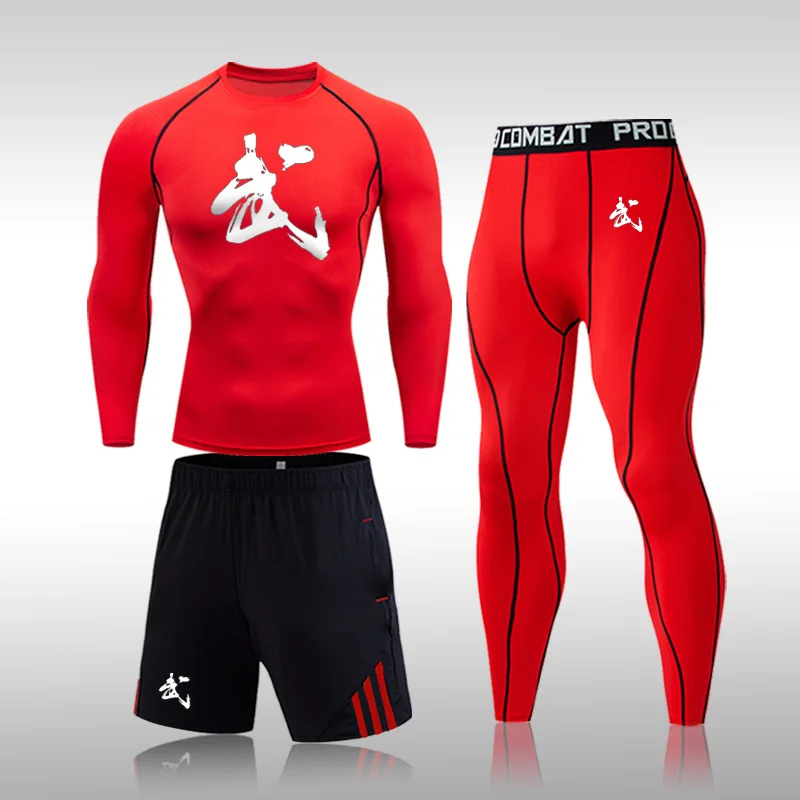 3 шт./компл. Мужская спортивная одежда с длинным рукавом компрессионный комплект