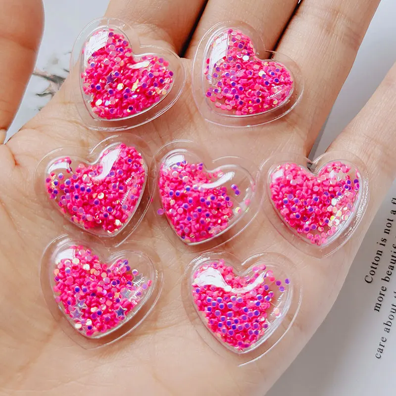 50 шт. DIY kawaii с плоской задней частью смолы блестящих в форме сердца Новое