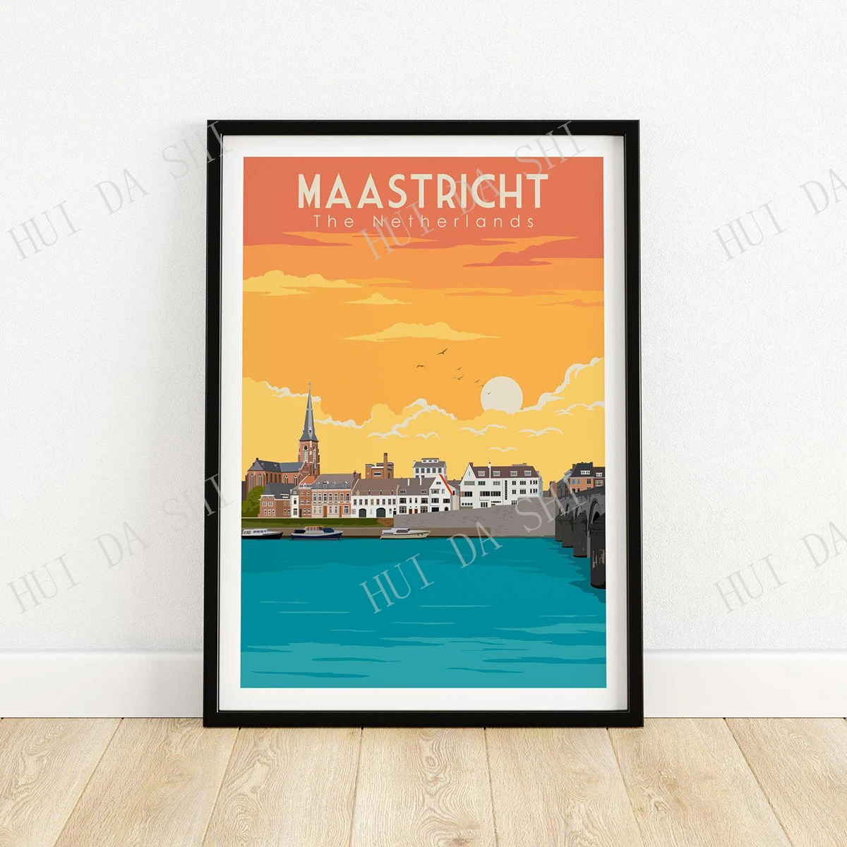 

Maastricht Print | Netherlands Travel Poster | Wall Art | Vintage Art Print | Framed & Unframed Artwork | Home Decor Gift Idea