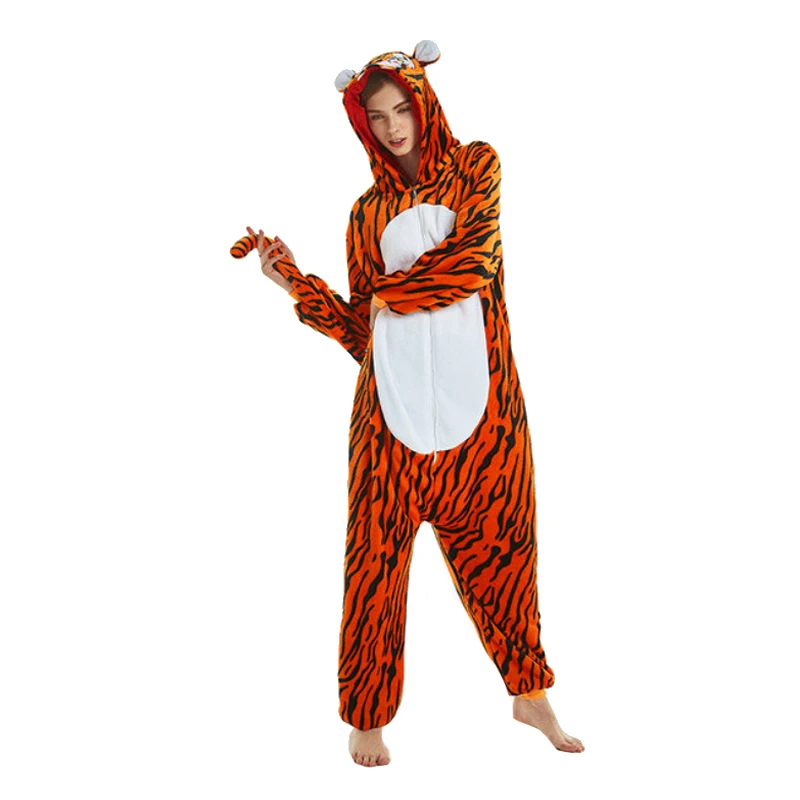 New Tigger Взрослых животных единорог пижамы наборы пижамы Косплей молнии для женщин и мужчин фланель унисекс стежка мультфильм детские пижамы - Цвет: New Tigger