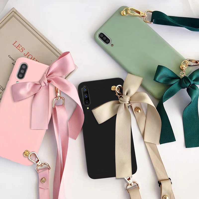 

Soft Silicone Lanyard Case For Samsung galaxy A21S A51 A71 A50 A10 A20 A30 S A40 A70 M31S A11 S20 S10 S9 Plus Cartoon Cover