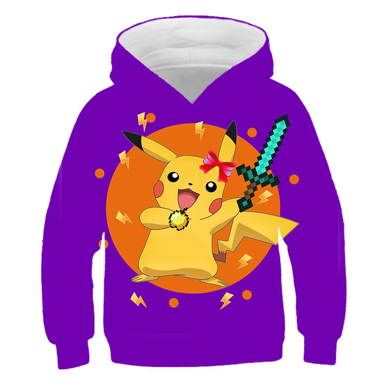 

New Fashion Game Pikachu Hoodies Autumn Long Sleeve O-neck Sweatshirt Super Cool Pullover For Baby Boys Kids Casual Cartoon Tops
