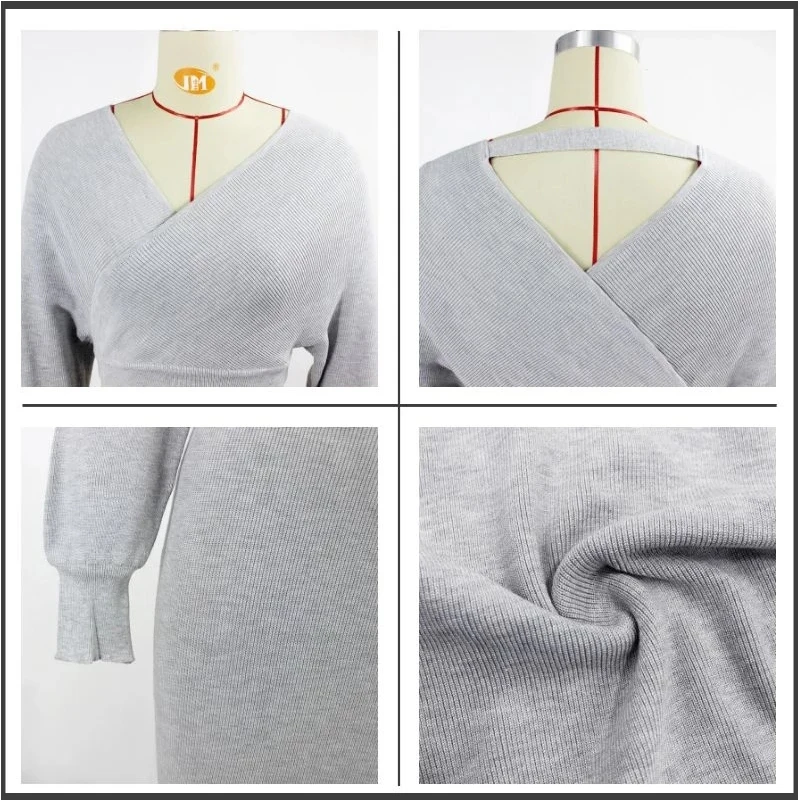 

Elegant Women Sweater Set Two Piece Set Short Skirt V Neck Long Sleeve Crop Top Clothing