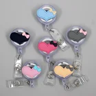 Силиконовый бейдж большого размера в виде любящего сердца с бантом, выдвижной Бейдж, бейдж для студентов и медсестер, визитница, карточка для удостоверения личности