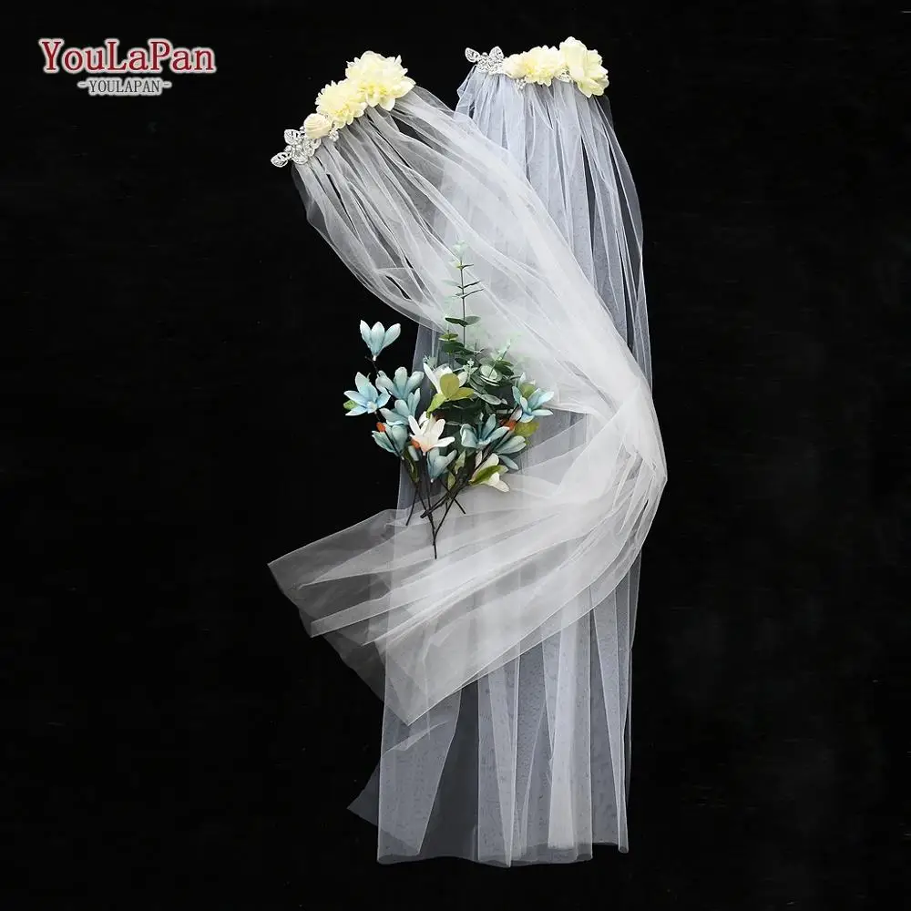 

YouLaPan VS260 Flower Girl Veil White/ivory Veil with Comb for Brides Fingertip Length Wedding Veils with Headband Headwear