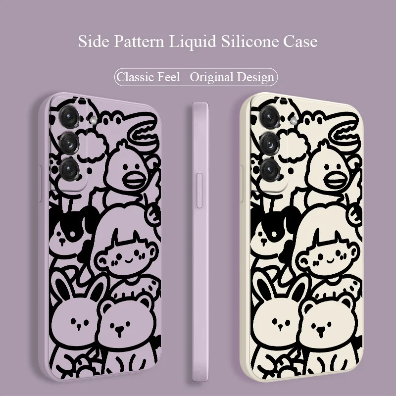 

Stick Figure Girl Square Soft Case For Samsung Galaxy S21 S20 FE S10 S9 Ultra Plus S10e Note 20 ultra 10 9 Plus Phone Cover Case