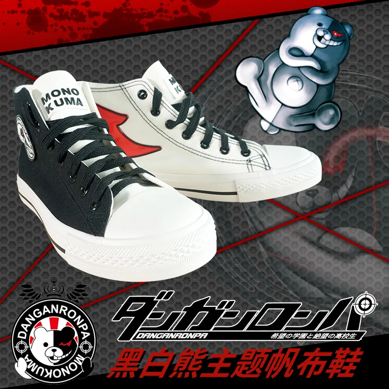 

Anime Danganronpa: Trigger Happy Havoc monokuma Cos Shoes Canvas Shoes High Top Harajuku Board Shoes For Men/Women