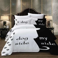 blackwhite novelty gift funny dog side my side words dog paws print bedding set quilt duvet coverpillow case us au eu size