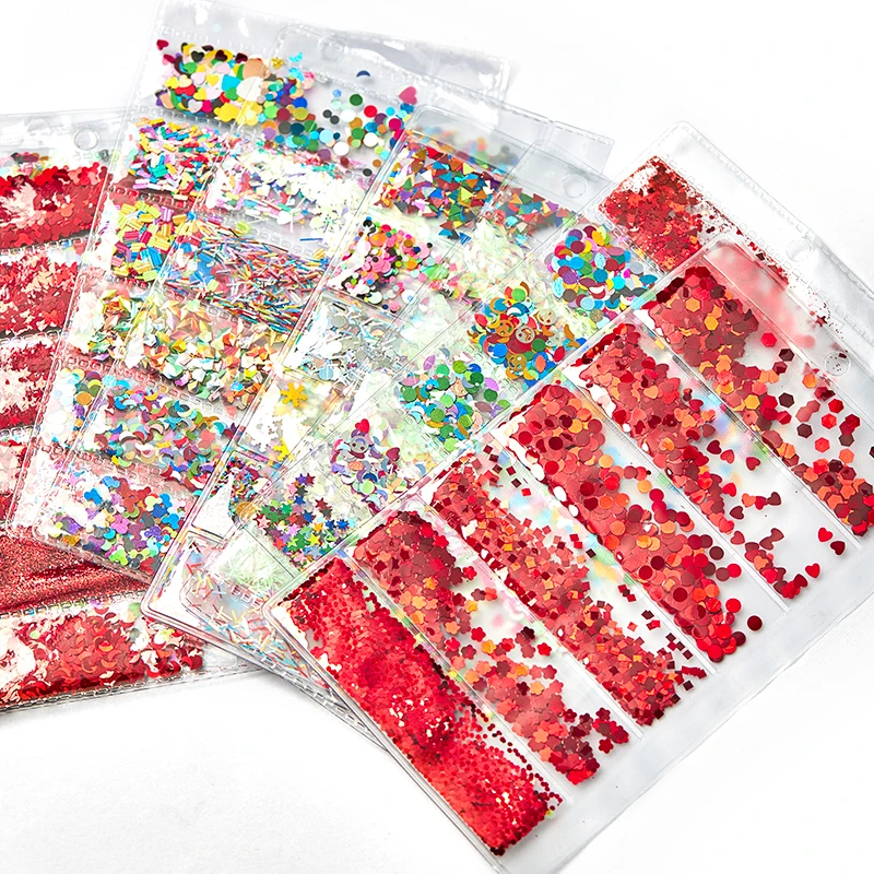 1 пакет/сетка блестки для ногтей в форме сердца звезды красочные геометрические