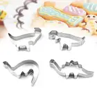 4 шт. новые формы для печенья из нержавеющей стали в форме динозавра, форма для помадки и торта, сделай сам, печенье, ножи для тортов, инструменты