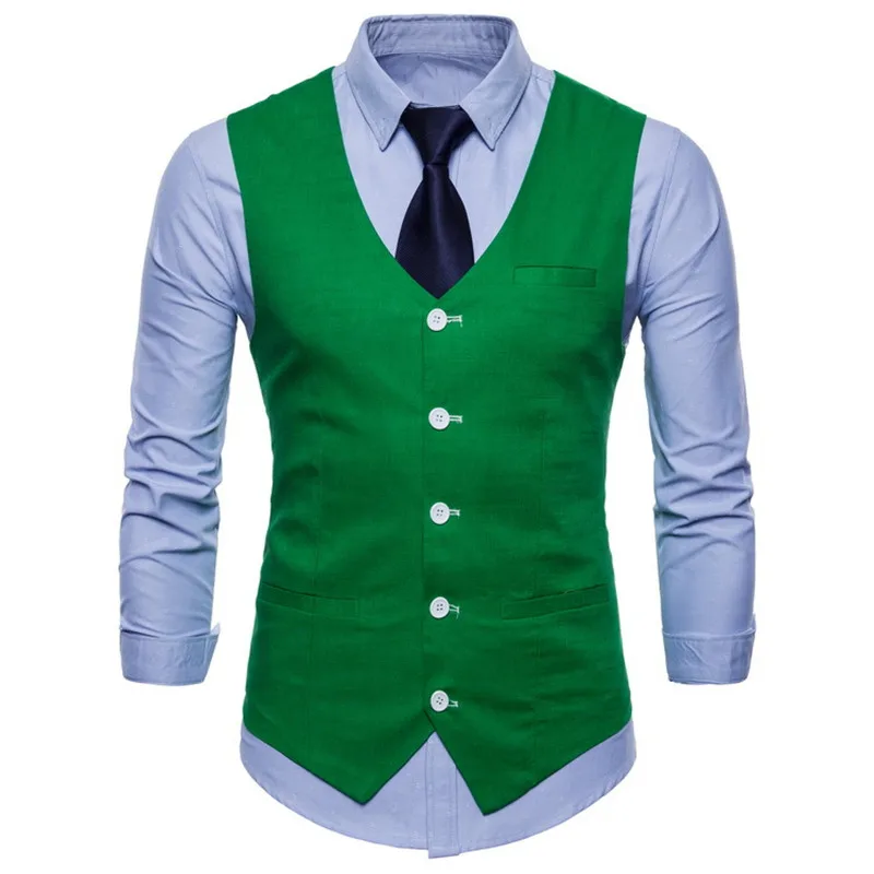 Light Green Vests Британский стиль Для мужчин Карамельный цвет хлопок тонкий костюм жилет Для мужчин Повседневное одноцветное Цвет однобортный Бизнес жилет мужской 9 Цвета m-4XL - Цвет: Light Green Vests