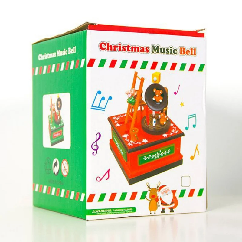 Рождественская музыкальная шкатулка ручной работы Настольный по дереву