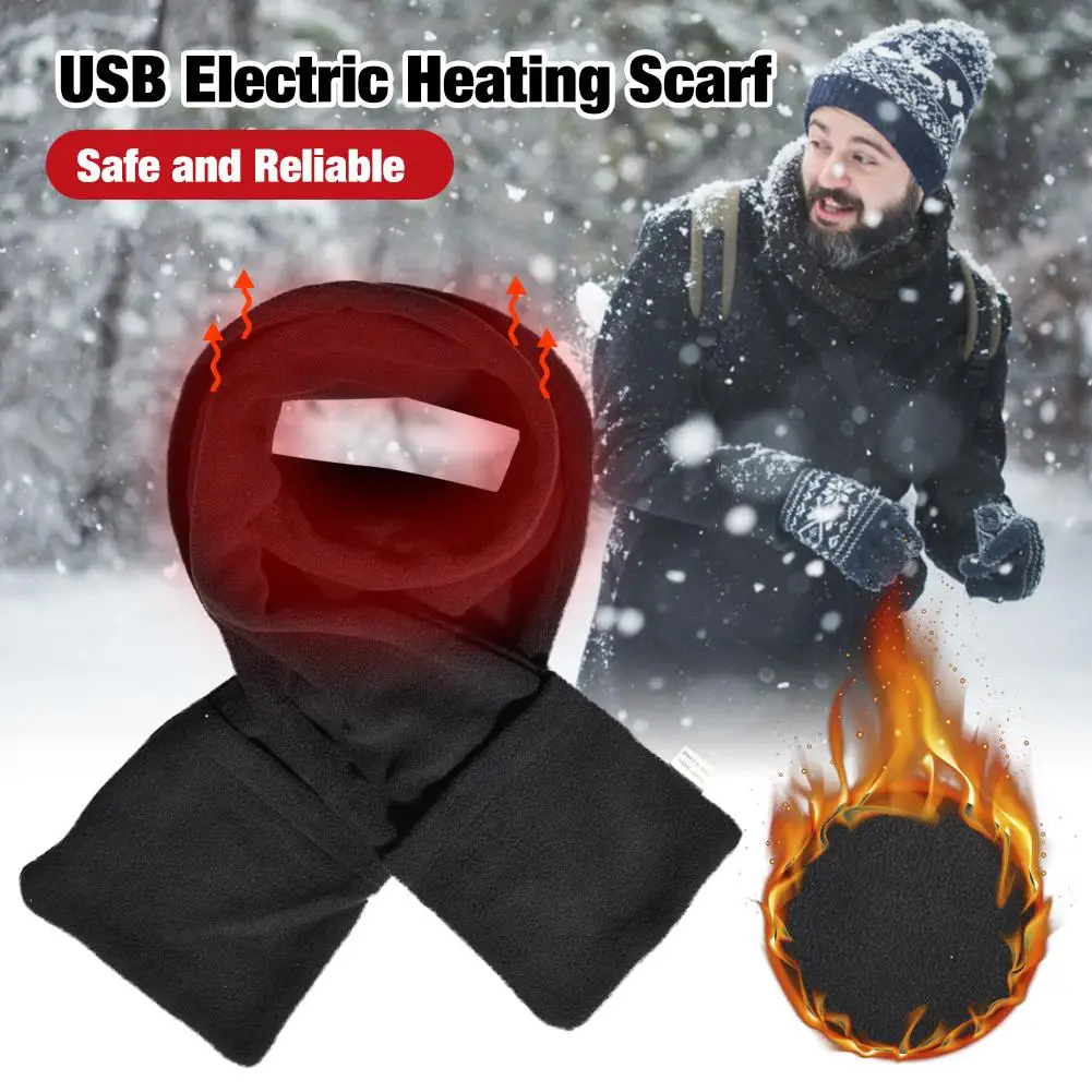 

USB Electric Heated Polar Fleece Scarf Heated Neck Wrap Warm Scarf With Heating Pad