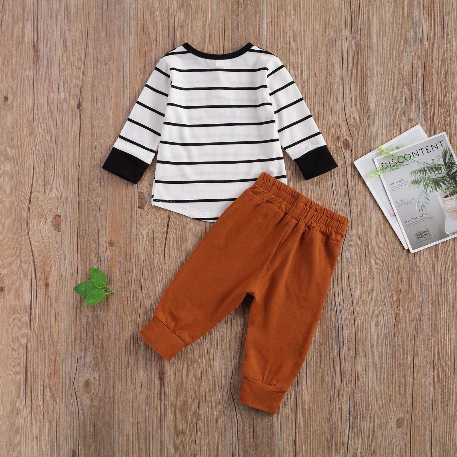 

Newborn Baby Boys 0-24M 2-piece Outfit Set Long Sleeve Striped Tops+Pants Set for Kids Boys Spring Autumn