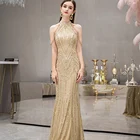 Женское роскошное вечернее платье Dioflyusa с золотыми бусинами, круглым вырезом, без рукавов, с кисточками, длинное обручальное платье для невесты и выпускного вечера
