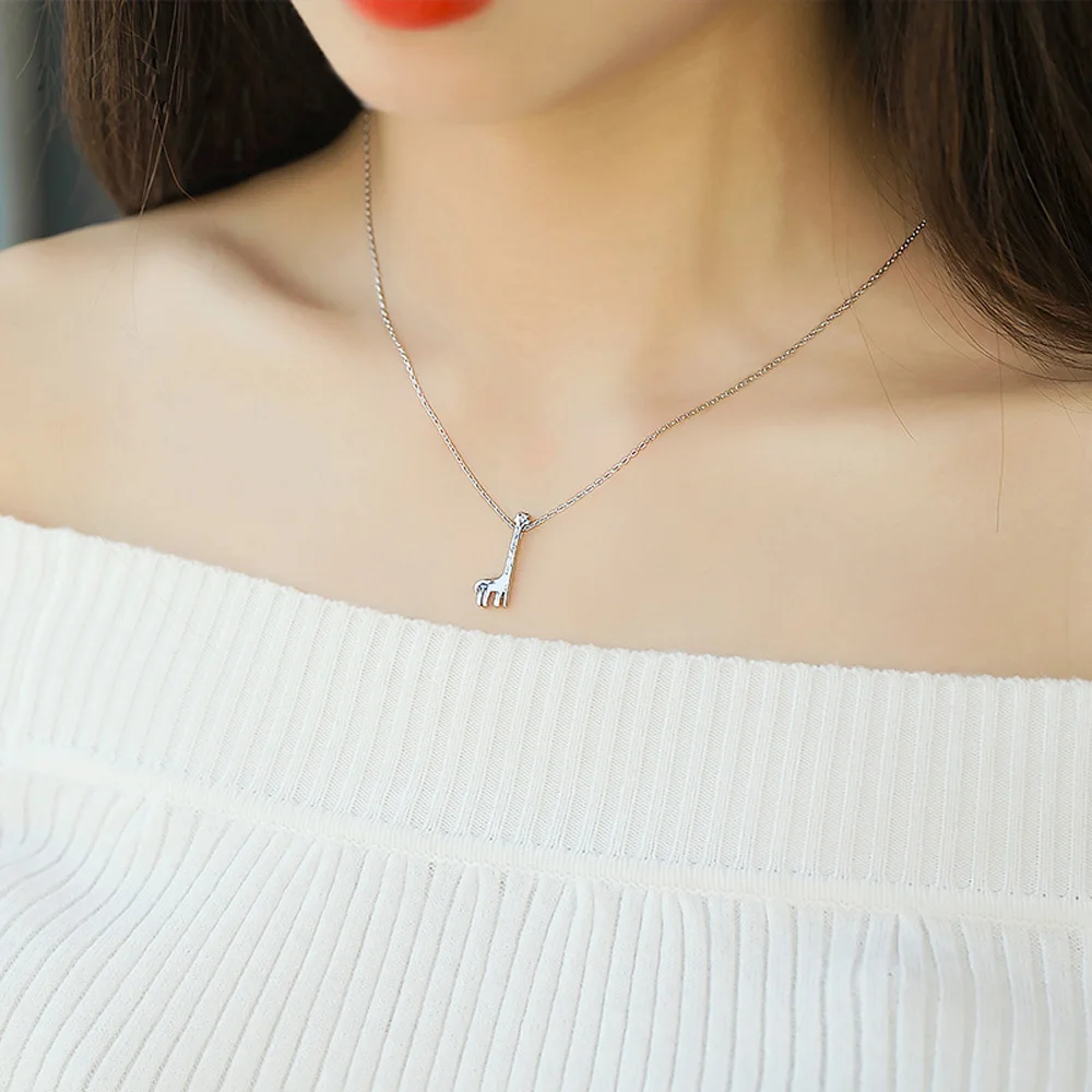 Женское ожерелье из серебра 100% пробы с подвеской в виде жирафа | Украшения и
