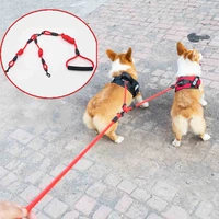 double ended traction rope collar couple leash for two dogs reflective foam handle pet walking lead puppy rope supplies leash