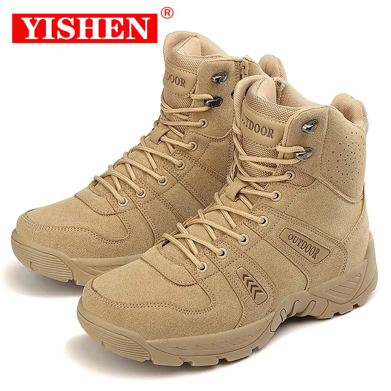 

YISHEN Men Military Combat Boots Special Force Tactical Army Hunting Boots Winter Outdoor Camping Male Shoes Tacticos Zapatos