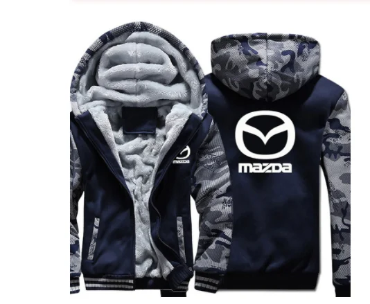 Мужские толстовки зимняя мужская Толстовка Mazda с длинным рукавом уплотненное