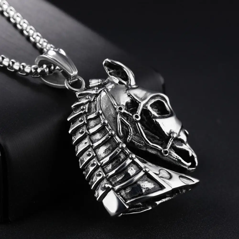 Цепочка с подвеской в виде головы лошади из нержавеющей стали|Подвески| |