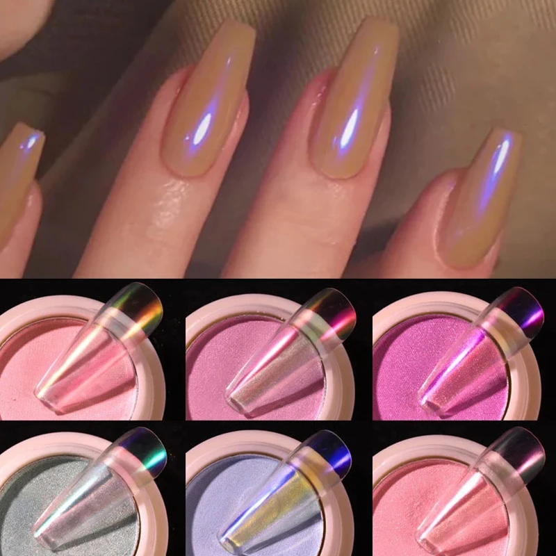

Nail Solid Powders Manicure Transparent Nail Glitter Chameleon Laser Uv Gel Pigment Nail Decoration New Mirror Aurora Decoration