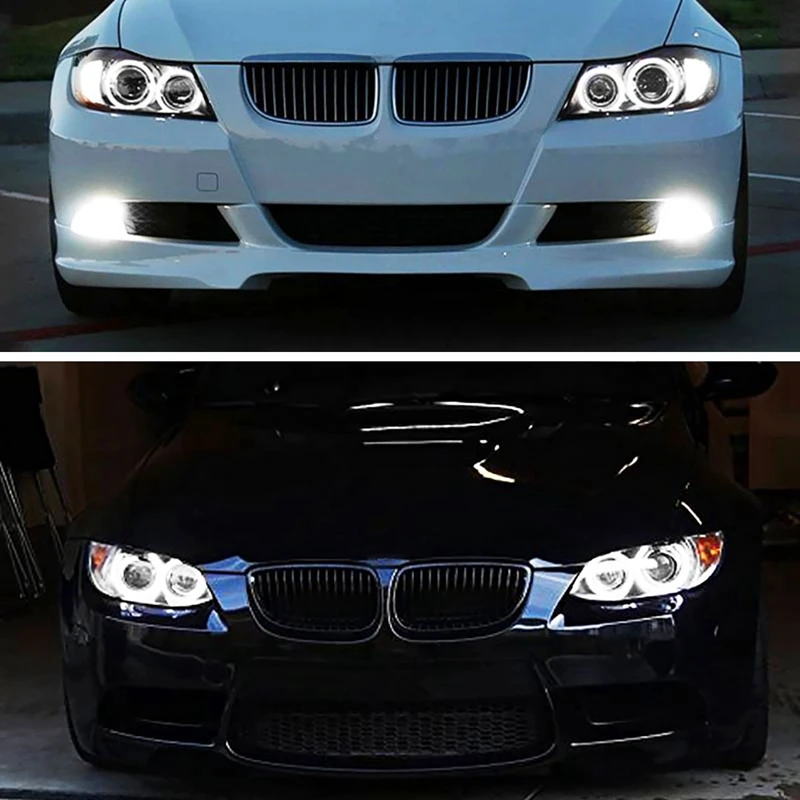 

2Pcs Angel Eyes CANbus 80W LED Headlight Marker Light Bulbs Error Free for -BMW E90 E91 3 Series 2005-2008 Super White