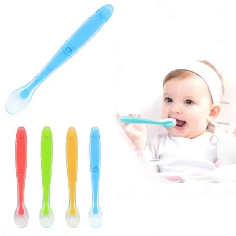 

New Baby Soft Silicone Spoon Candy Color Spoon Children's Food Baby Feeding Dishes Feeder Dining Appliance Bottle Baby