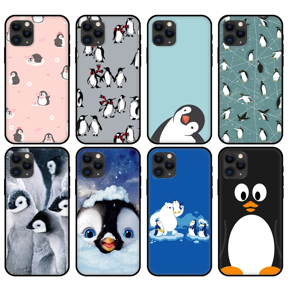 Черный чехол из ТПУ для iphone 5 5s se 6 6s 7 8 plus x 10 XR XS 11 pro MAX с милым пингвином | Мобильные