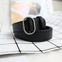 2020 new korean fashion decoration simple and versatile korean thin belt without hole round buckle student belt