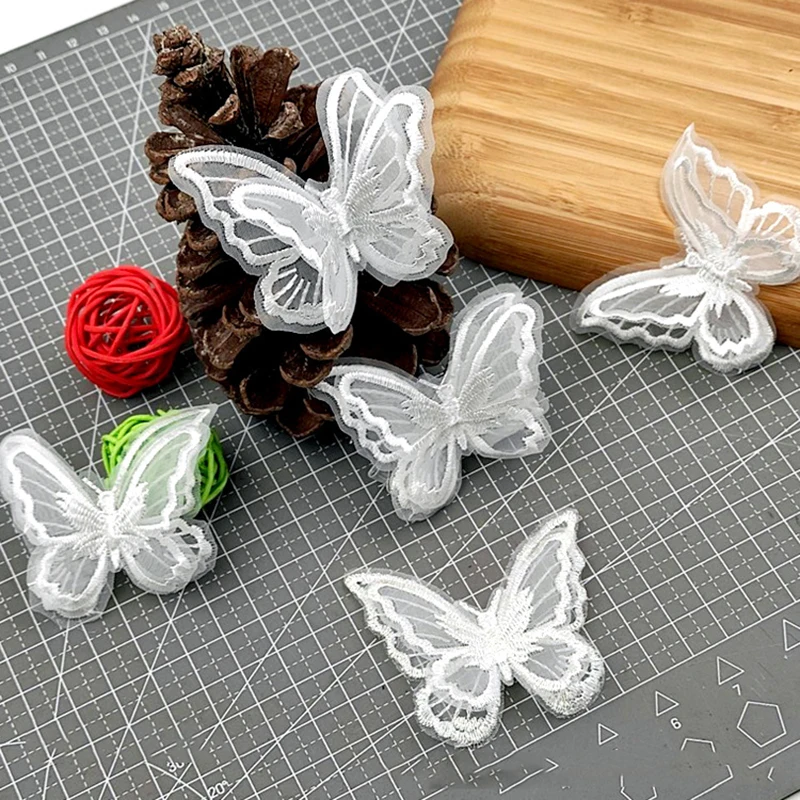 10pcs/lots double layer embroidery butterfly lace Ribbon for Diy Hair Accessories Clothing Headdress Trims | Дом и сад