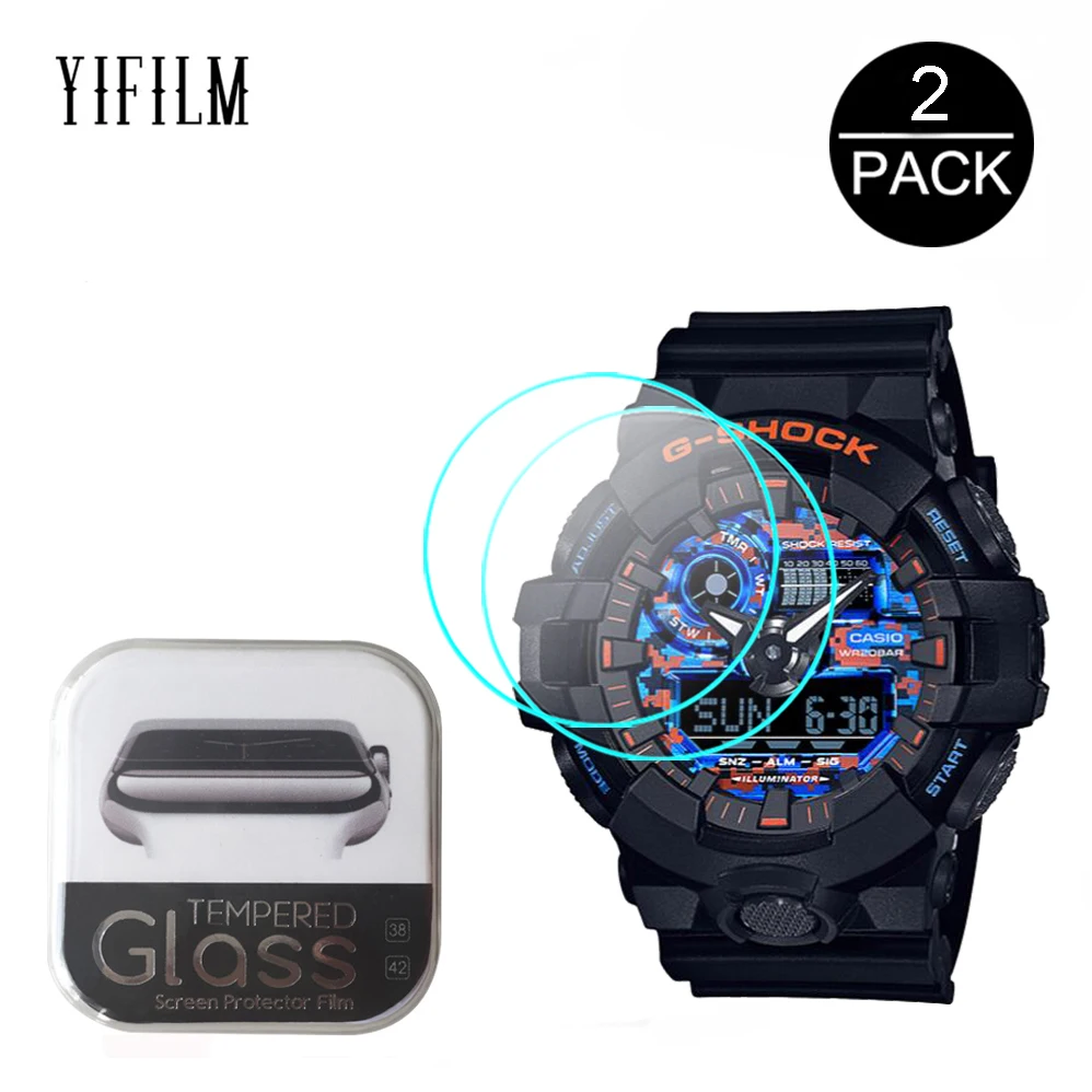 

2Pcs Anti-Scratch Glass For Casio G-SHOCK GA-700CT GA-110SKE GA-2000SKE GA-140CT GA-900SKE GAS-100CT GM-110SG HD Tempered Glass