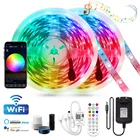 Светодиодная лента RGB SMD 5050 12 В Smart WIFI Музыка Rgb светодиодсветильник та 5 м 10 м 15 м 20 м гибкая лента диод водонепроницаемый ЕС США Великобритания AU Kit