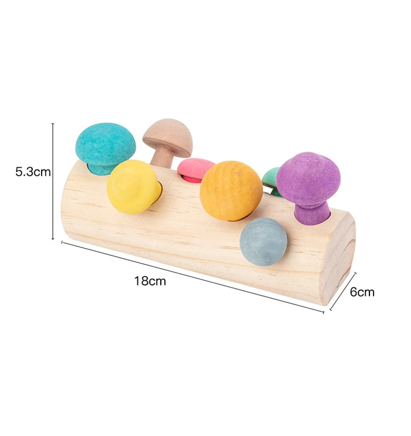 

Montessori Educational Toys Wooden Rainbow Building Blocks Mushroom Picking Game Wooden Baby Toys Children's Growth Gift