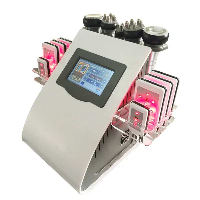 

2021 Newst 6 In 1 40K Ultrasonic Cavitation Vacuum Radio Frequency Laser 8 Pads lipo Laser Slimming Machine for home use